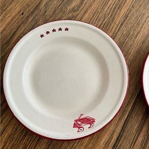 Taipro metal enamelware vintage plate set